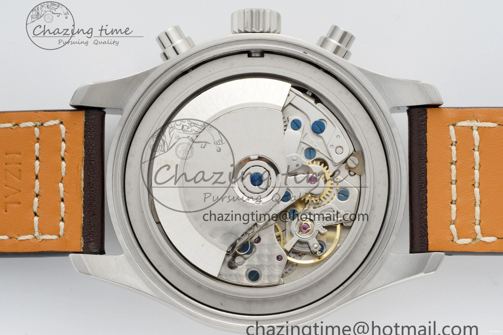 MIROTIME 0524 Pilot Chrono SS AZF 1:1 Best Edition Blue Dial on Brown Leather Strap A TimelessDesign 7060